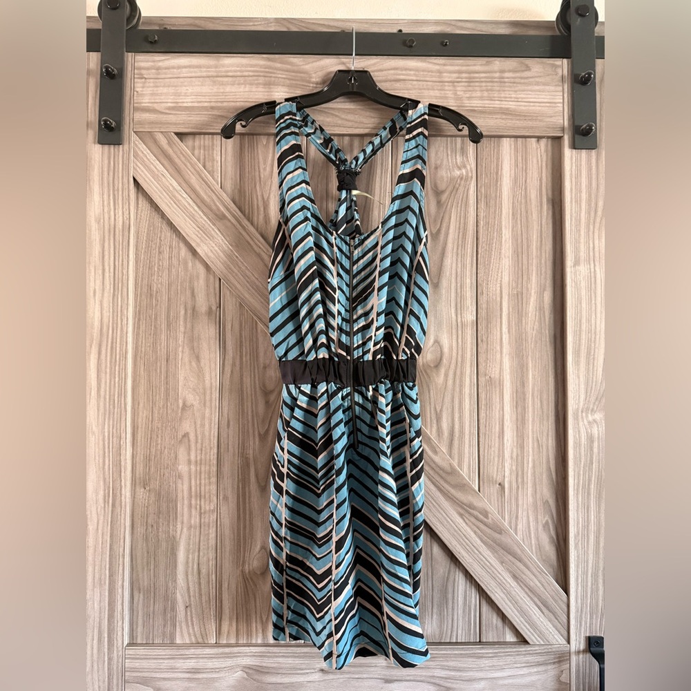 Peppermint Blue and Black Chevron Dress